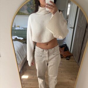 Free People Cropped Mock Neck Sweater